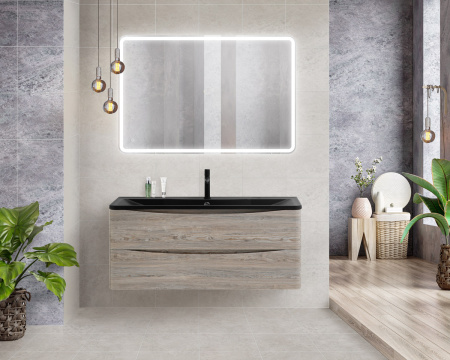 Тумба с раковиной подвесная BelBagno ACQUA 120 Pino Scania, раковина чёрная