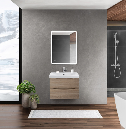 Тумба с раковиной подвесная BelBagno MARINO-CER 60 Rovere Bianco, раковина белая