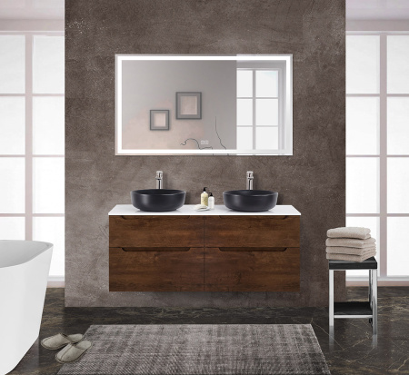 Тумба со столешницей и накладными раковинами подвесная BelBagno ETNA-H60 140 Rovere Moro