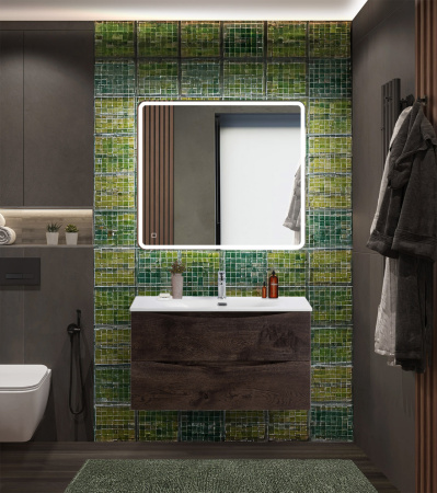 Тумба с раковиной подвесная BelBagno MARINO-CER-N 90 Rovere Nature Grigio, раковина белая Тумба с раковиной подвесная BelBagno MARINO-CER-N 90 Rovere Nature Grigio, раковина белая