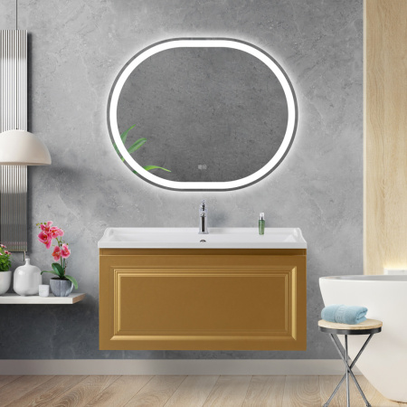 Тумба с раковиной подвесная CEZARES GIUBILEO-N 100 Брашированное золото, раковина белая