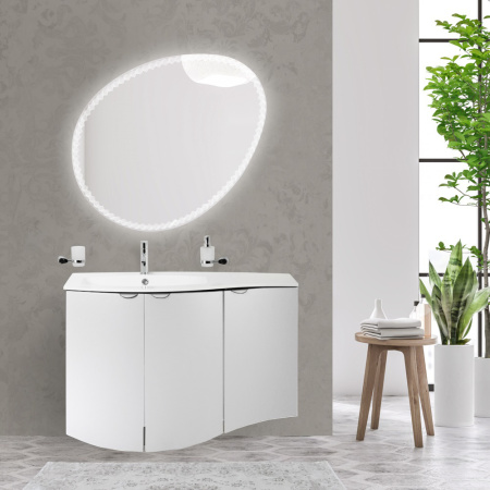 Тумба с раковиной подвесная CEZARES RIALTO 104 Bianco Opaco, левосторонняя