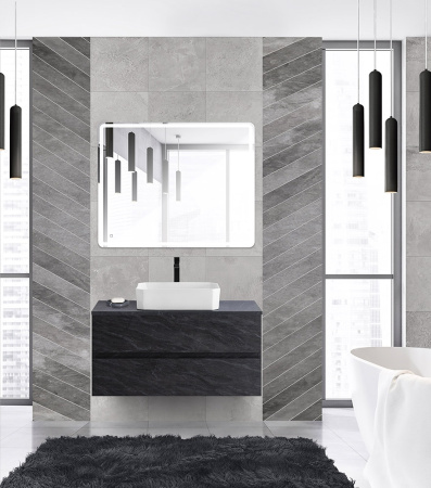 Тумба со столешницей под накладную раковину подвесная CEZARES MOLVENO 46 100 Antracite