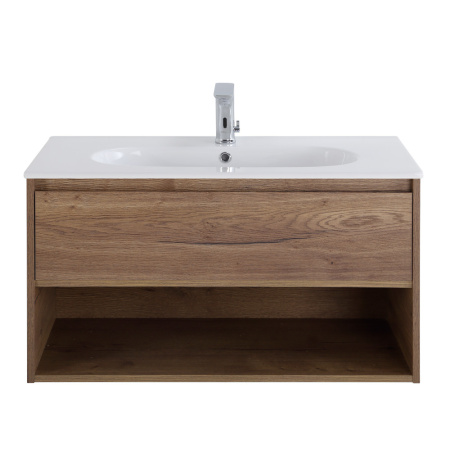 База под раковину подвесная с ящиком и открытой полкой BelBagno KRAFT-900-1C-SO-RT Rovere Tabacco