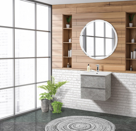 Тумба с раковиной подвесная BelBagno ALBANO-CER 50 Cemento Verona Grigio, раковина белая