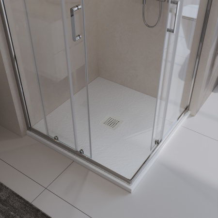 Душевой поддон из искусственного мрамора в комплекте с сифоном BelBagno UNO TRAY-MR-UNO-A-90-35-W-BO