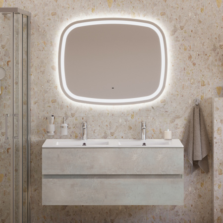 Тумба с раковиной на две чаши подвесная CEZARES MOLVENO 46 120 Beton, раковина белая CZR-8070-120-2 Тумба с раковиной на две чаши подвесная CEZARES MOLVENO 46 120 Beton, раковина белая CZR-8070-120-2