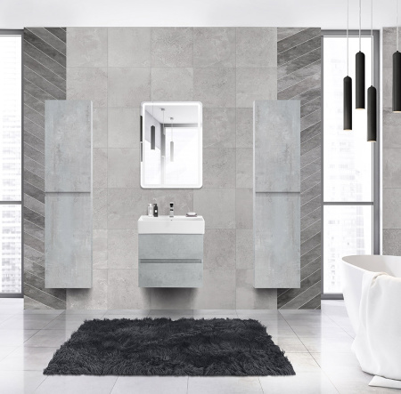 Тумба с раковиной подвесная CEZARES MOLVENO 46 60 Beton, раковина белая