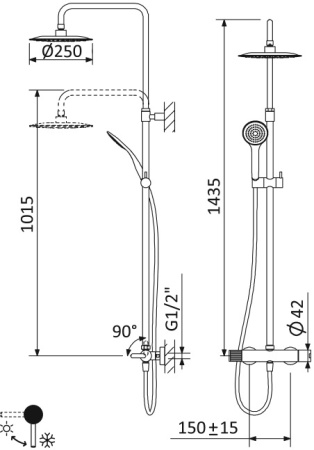 Душевая стойка CEZARES LEAF-CDA-25-L-MM