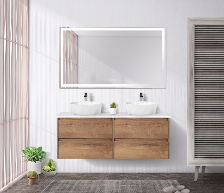 Тумба со столешницей EK-140-2-BL подвесная BelBagno KRAFT 140 Rovere Tabacco