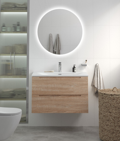 Тумба с раковиной подвесная BelBagno ETNA 80 Rovere Bianco, раковина белая BB-8099-80