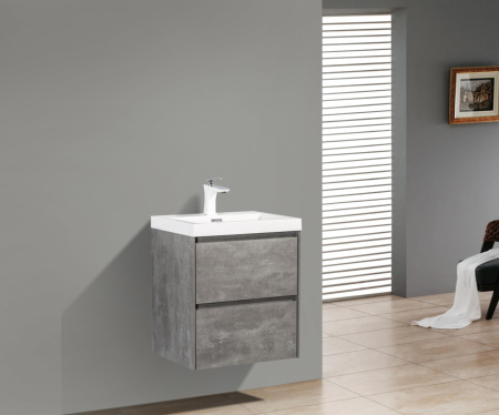 Тумба с раковиной подвесная BelBagno PIETRA MINI 50 Stucco Cemento, раковина белая