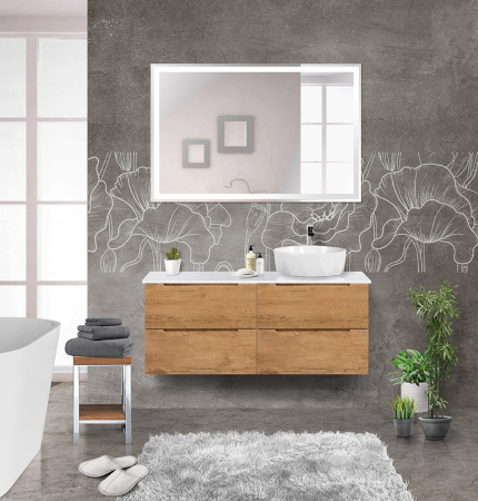 Тумбы со столешницей подвесная BelBagno ETNA 120 Rovere Nature, раковина справа