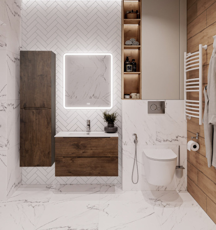 Тумба с раковиной подвесная BelBagno ETNA 70 Rovere Moro, раковина белая Тумба с раковиной подвесная BelBagno ETNA 70 Rovere Moro, раковина белая