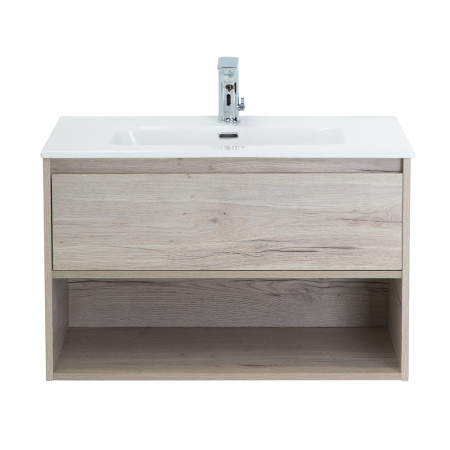 База под раковину подвесная с ящиком и открытой полкой BelBagno KRAFT-800-1C-SO-RGB Rovere Galifax Bianco
