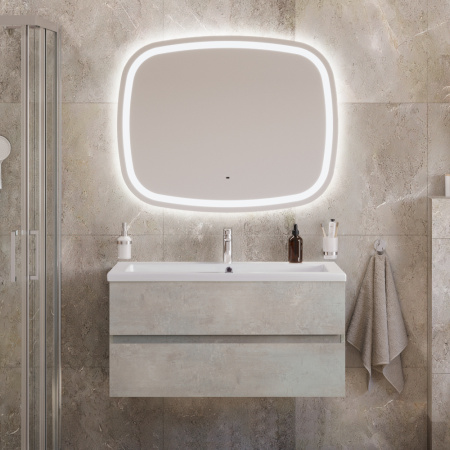 Тумба с раковиной подвесная CEZARES MOLVENO 46 100 Beton, раковина белая CZR-8070-100