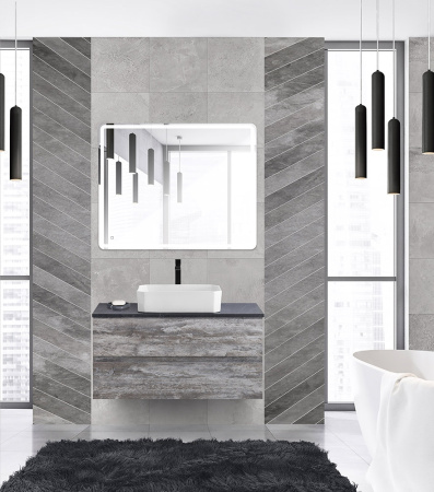 Тумба со столешницей под накладную раковину подвесная CEZARES MOLVENO 46 100 Legno Grigio