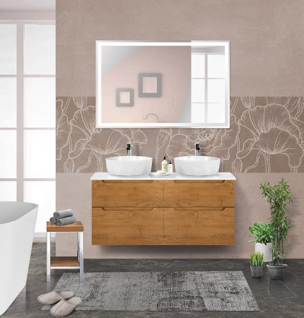 Тумба со столешницей и накладными раковинами подвесная BelBagno ETNA-H60 120 Rovere Nature