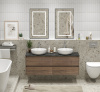 Тумба с четырьмя ящиками, столешницей и накладными раковинами подвесная BelBagno KRAFT 140 Rovere Tabacco