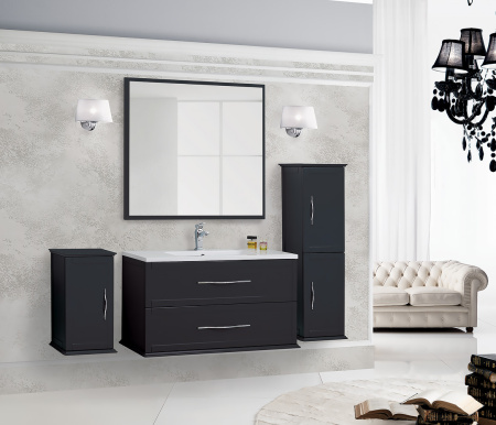 Тумба с раковиной подвесная CEZARES TIFFANY 100 Nero Grafite, раковина белая Тумба с раковиной подвесная CEZARES TIFFANY 100 Nero Grafite, раковина белая