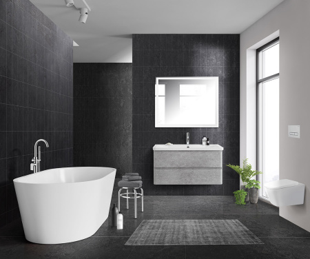 Тумба с раковиной подвесная BelBagno ALBANO 100 Cemento Verona Grigio, раковина белая