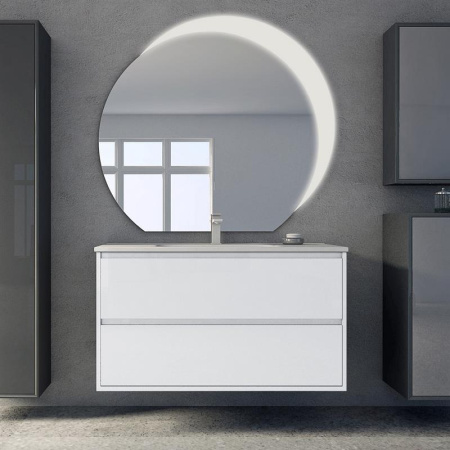 Тумба с раковиной подвесная CEZARES GLASS 100 Bianco Lucido