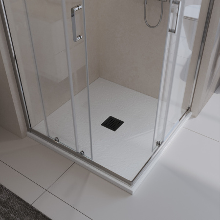 Душевой поддон из искусственного мрамора в комплекте с сифоном BelBagno UNO TRAY-MR-UNO-A-80-35-W-NO
