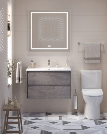 Тумба с раковиной подвесная BelBagno KRAFT 39 80 Cemento Grigio, раковина белая BB-8099-3-80