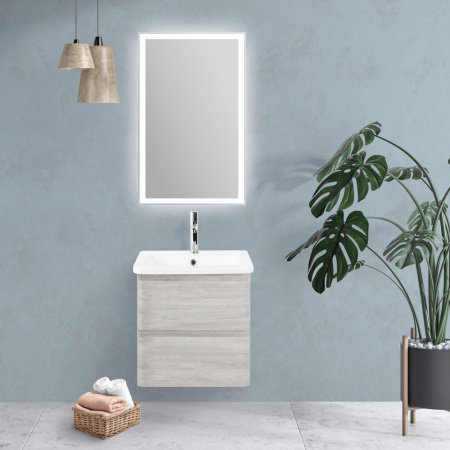 Тумба с раковиной подвесная BelBagno ALBANO-CER 50 Rovere Vintage Bianco, раковина белая