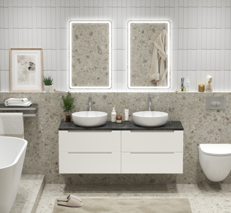 Тумба с четырьмя ящиками и столешницей подвесная BelBagno ETNA 140 Bianco Lucido