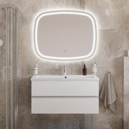 Тумба с раковиной подвесная CEZARES MOLVENO 46 100 Bianco Ghiaccio, раковина белая CZR-8070-100