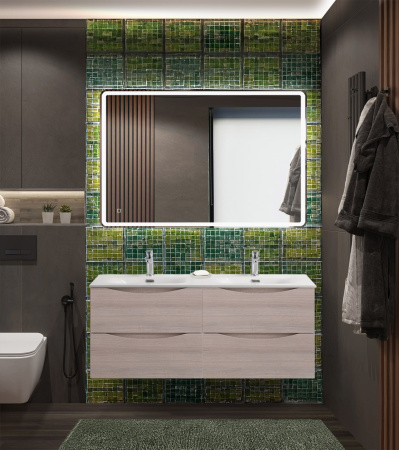 Тумба с раковиной подвесная с четырьмя ящиками BelBagno MARINO-CER-N 120 Rovere Grigio, раковина белая Тумба с раковиной подвесная с четырьмя ящиками BelBagno MARINO-CER-N 120 Rovere Grigio, раковина белая