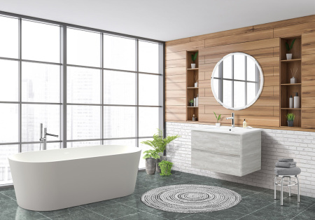Тумба с раковиной подвесная BelBagno ALBANO-CER 80 Rovere Vintage Bianco, раковина белая