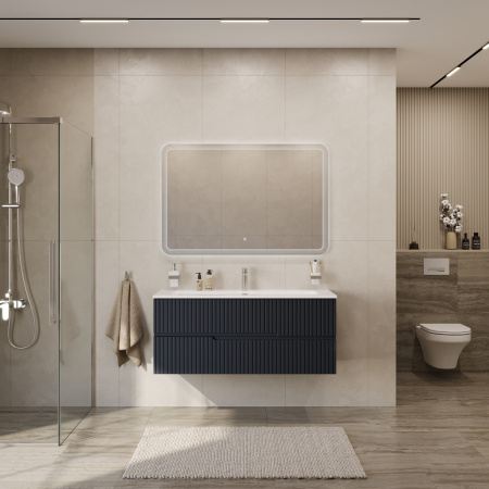 Тумба с раковиной подвесная CEZARES DUET-N 120 Grafito, раковина белая CZR-8073-120