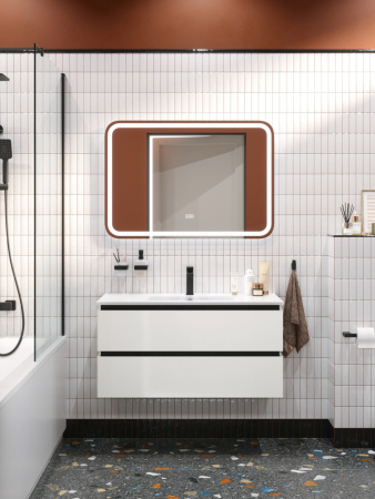 Тумба с раковиной подвесная CEZARES PLANE 100 Bianco Lucido, раковина белая CZR-8002-100