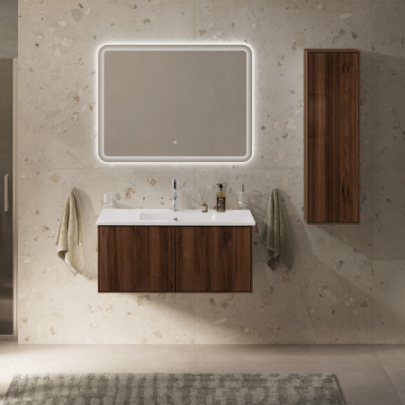 Тумба с раковиной подвесная с выдвижными ящиками CEZARES PORTOFINO 100 Noce, раковина белая CZR-8002-100 Тумба с раковиной подвесная с выдвижными ящиками CEZARES PORTOFINO 100 Noce, раковина белая CZR-8002-100