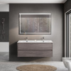 Тумба с раковиной на две чаши подвесная BelBagno KRAFT 120 Cemento Grigio , раковина белая