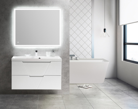 Тумба с раковиной подвесная BelBagno VITTORIA 100 Bianco Opaco, раковина белая