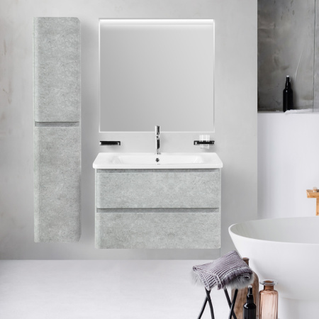 Тумба с раковиной подвесная BelBagno ALBANO-CER 80 Cemento Verona Grigio, раковина белая