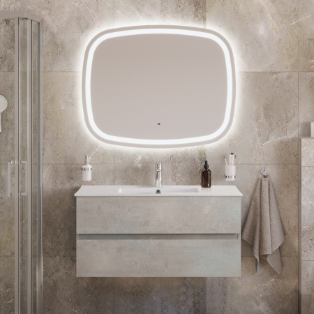 Тумба с раковиной подвесная CEZARES MOLVENO 46 100 Beton, раковина белая CZR-8002-100