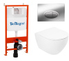 Комплект 4 в 1 Унитаз подвесной Cezares STYLUS CZR-513-TH-R с сиденьем CZR-2316SC + Система инсталляции для унитазов BelBagno BB026 с кнопкой смыва BB051CR