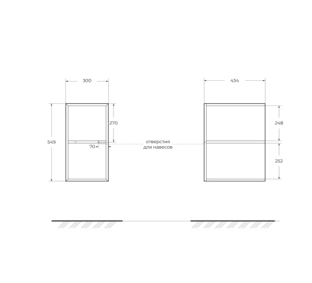 Шкаф подвесной с открытыми полками CEZARES ELETTRA 55531 Rovere tabacco