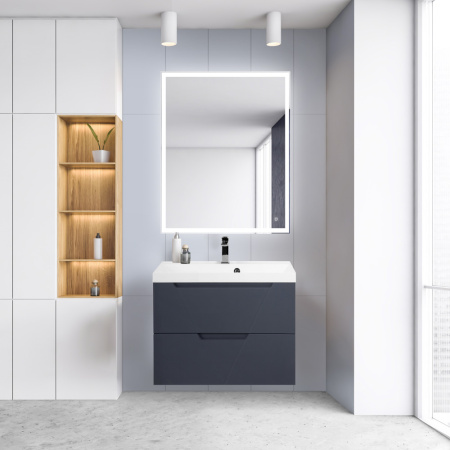 Тумба с раковиной подвесная BelBagno VITTORIA 80 Grigio Opaco, раковина белая