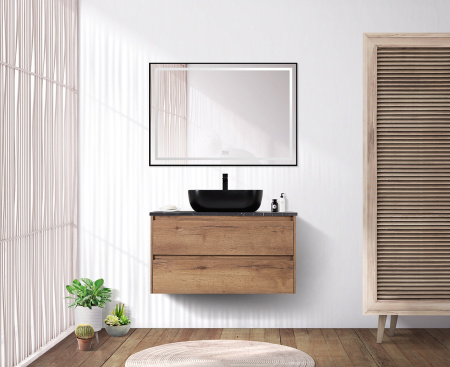 Тумба со столешницей и накладной раковиной подвесная BelBagno KRAFT 100 Rovere Tabacco