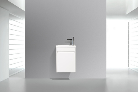 Тумба с раковиной подвесная с дверкой BelBagno PIETRA MINI 40-R Bianco Lucido, раковина белая