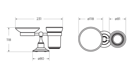 Стакан и мыльница настольные CEZARES APHRODITE-STTP-01