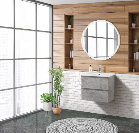 Тумба с раковиной подвесная BelBagno ALBANO-CER 60 Cemento Verona Grigio, раковина белая