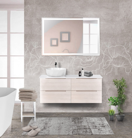 Тумбы со столешницей подвесная BelBagno ETNA 120 Rovere Bianco, раковина слева