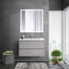 Тумба со стеклянной раковиной подвесная BelBagno KRAFT 80 Cemento Grigio, раковина белая