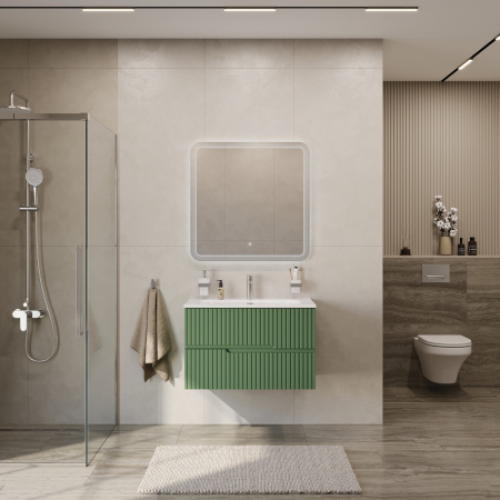 Тумба с раковиной подвесная CEZARES DUET-N 80 Фисташковый Софт, раковина белая  CZR-8073-80 Тумба с раковиной подвесная CEZARES DUET-N 80 Фисташковый Софт, раковина белая  CZR-8073-80